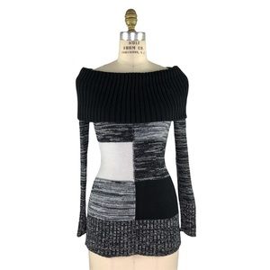 Caché Black & White Knit Sweater - XS Womxns